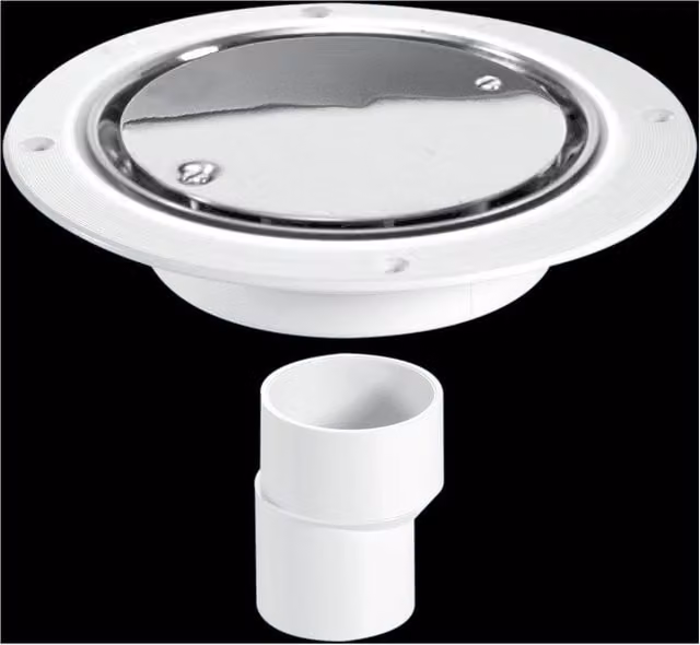 McAlpine USG2SS Untrapped Gully with Clamp Ring and Cover Plate, 2 inch Vertical Out, Silver and White