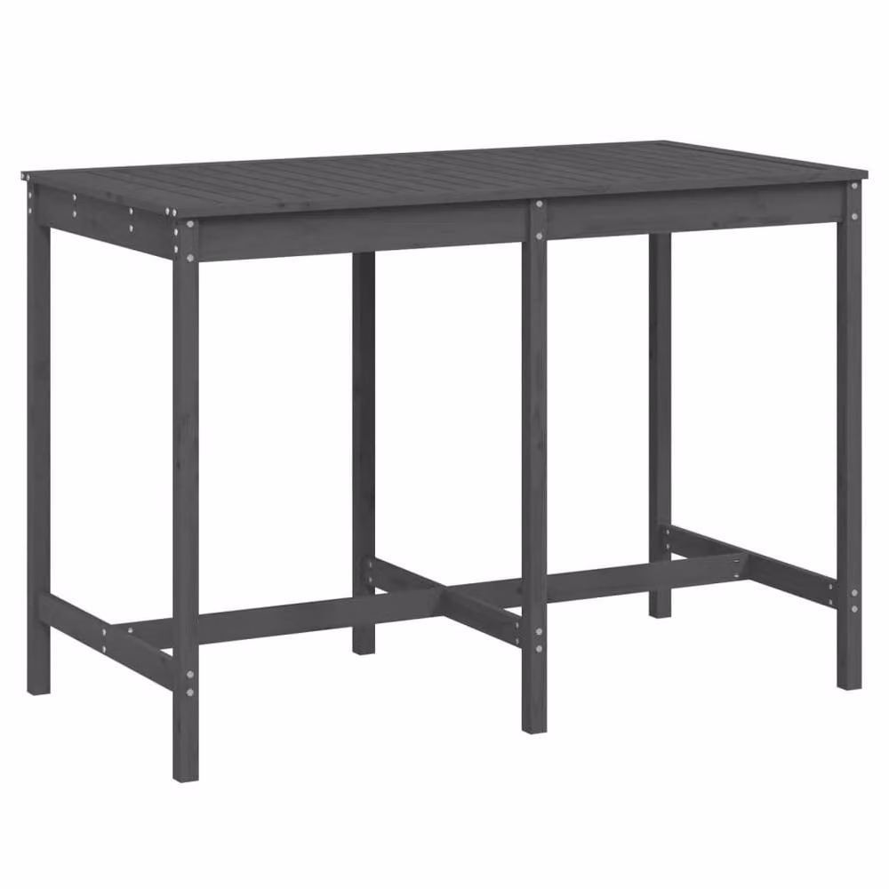 Berkfield Home Grey Solid Pine Rectangular Garden Table W/D/H: 159.5 x 82.5 x 110 cm – 1