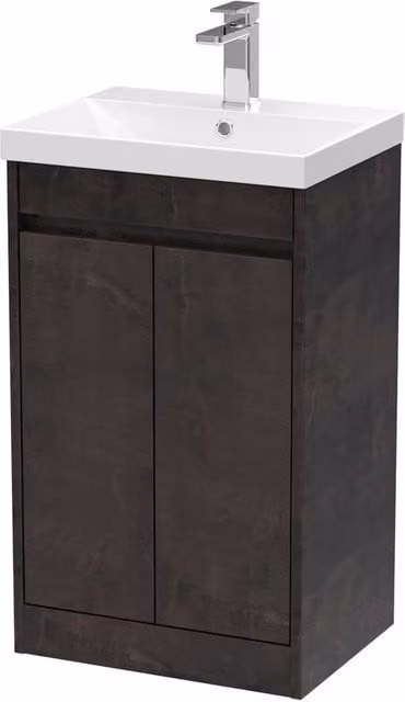 Balterley Chartley 2 Door Floor Standing Bathroom Vanity Unit with Basin in Matt Grey, W/D/H: 52 x 39.5 x 83.5 cm – 1