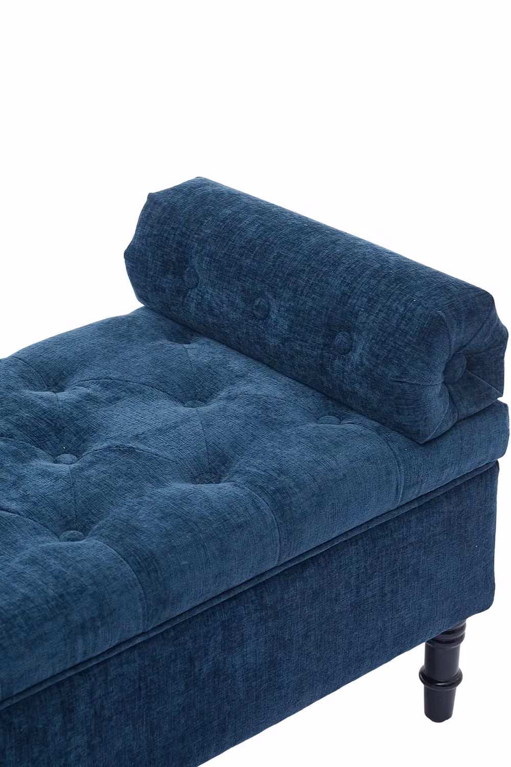 Living and Home Blue Chenille Upholstered Chesterfield Storage Bench – 3