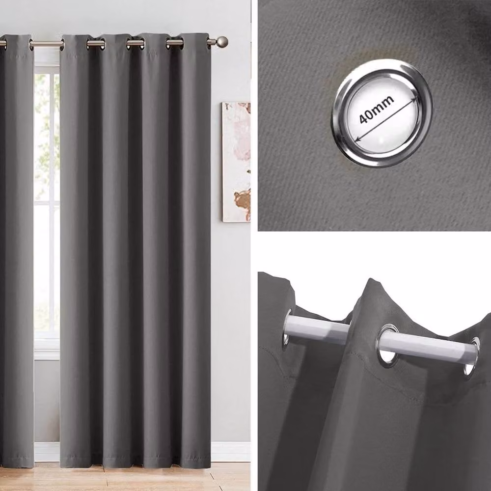 VOGREX Grey Thermal Blockout Eyelet Curtains, 2 Panels, W: 167 cm, H: 183 cm – 6