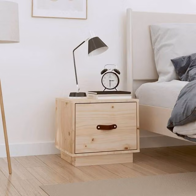 Berkfield Home Rustic Solid Wood Pine Bedside Cabinet in Brown, W/D/H: 40 x 34 x 35 cm – 1