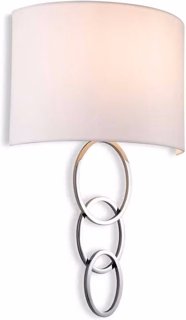 Conrad Modern Chrome Wall Light with Cream Shade and E27 Bulb Replacement
