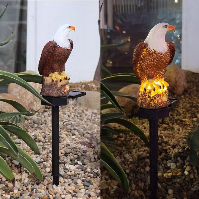 Leaper A Single Eagle LED Solar Outdoor Landscape Garden Decoration Light in Brown