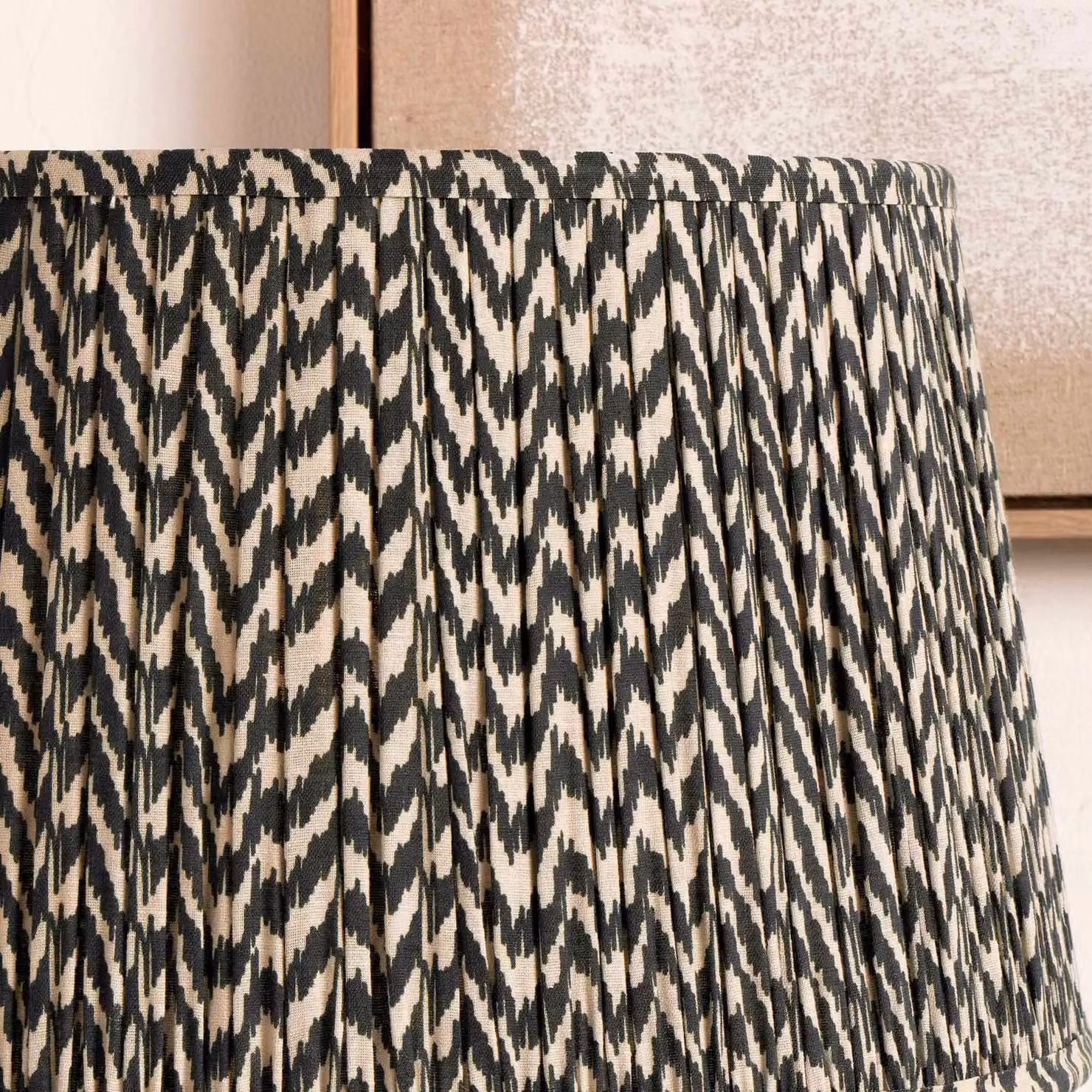 Ruma Black Chevron Tapered Pleated Fabric Lampshade for Table Lamps, Diameter: 50.8 cm – 2