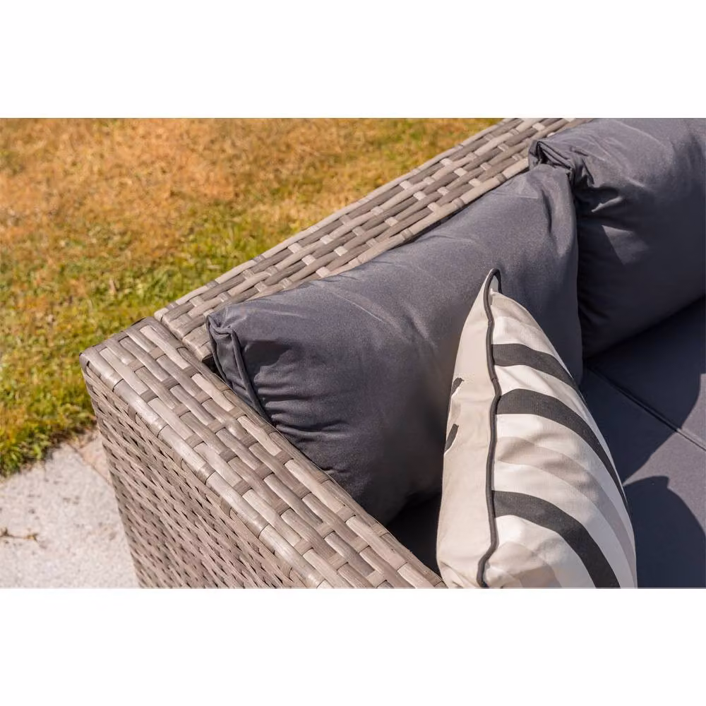Yakoe Furniture Maxi Vancouver 5 Seater Rattan Corner Sofa Patio Set in Grey – 2