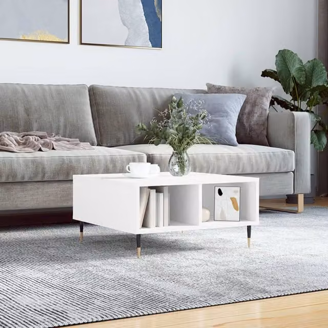 Berkfield Home Modern Square Coffee Table in White, W/D/H: 60 x 60 x 30 cm – 1