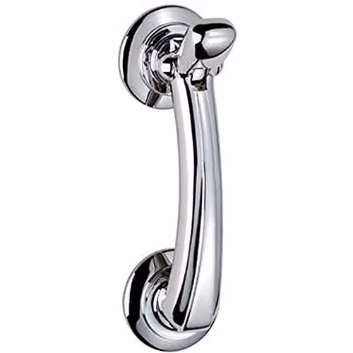 Loops Victorian Bow Door Knocker on Rose in Polished Chrome, 95mm Fixing Centres