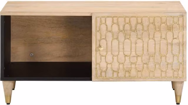 Berkfield Home Beautiful Coffee Table in Light Brown Solid Mango Wood W/D/H: 80 x 50 x 40 cm – 1