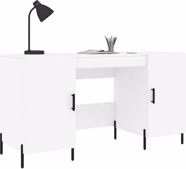 Berkfield Home Elegant White Writing Desk in Engineered Wood, W/D/H: 140 x 50 x 75 cm