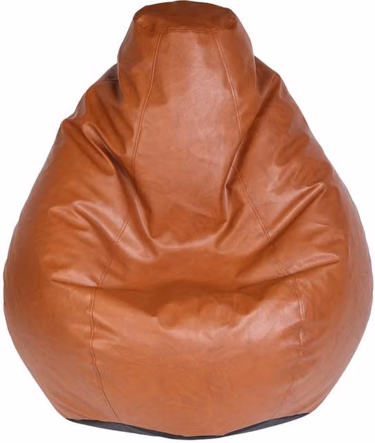 Kaikoo Tan Faux Leather Tear Drop Beanbag for Adults