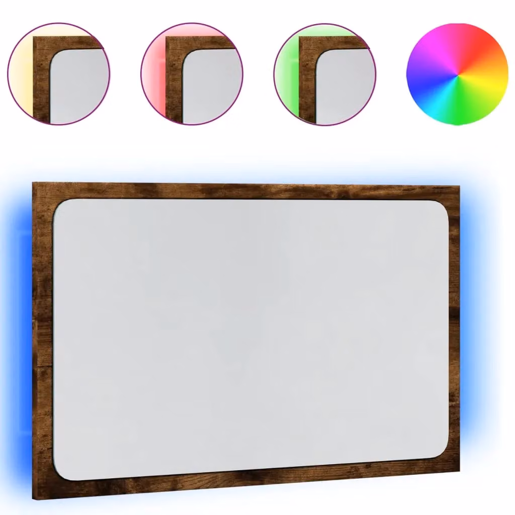 Berkfield Home LED Bathroom Mirror in Brown, W/D/H: 60 x 8.5 x 38 cm – 2