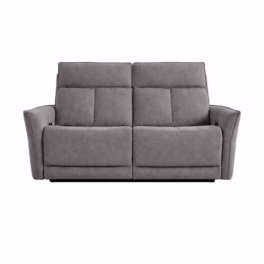 Aspire Grayson Two Seater Fabric Upholstered Power Recliner Sofa with USB Charging in Grey – 2
