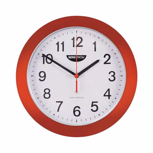 Bergstrom Radio Controlled Round Wall Clock with Large Red Numbers – 2