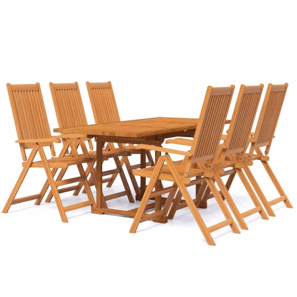 Berkfield Home 7 Piece Rustic Acacia Wood Garden Dining Set in Brown – 2