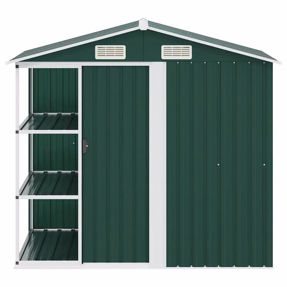 Berkfield Home Garden Shed with Shelving in Green, W/D/H: 205 x 130 x 183 cm – 3
