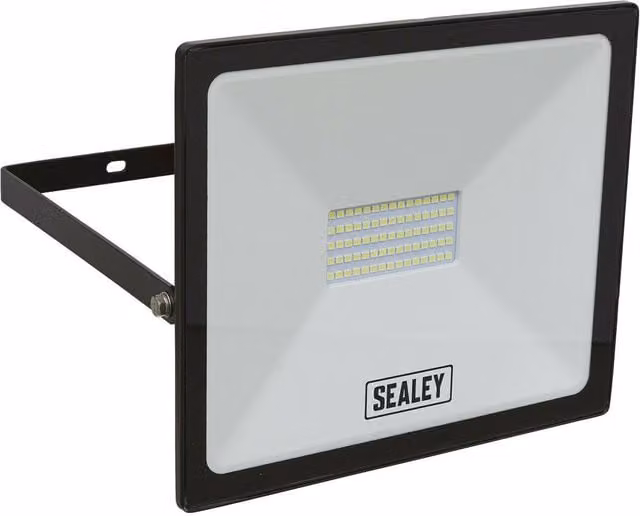 Loops Extra Slim LED Floodlight with Wall Bracket, 50W, 4500 Lumens, IP65 Rated, Black/Multicolour