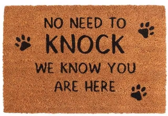 Gloriously Good No Need To Knock Dog Owner Coir Doormat, Brown, Rectangular