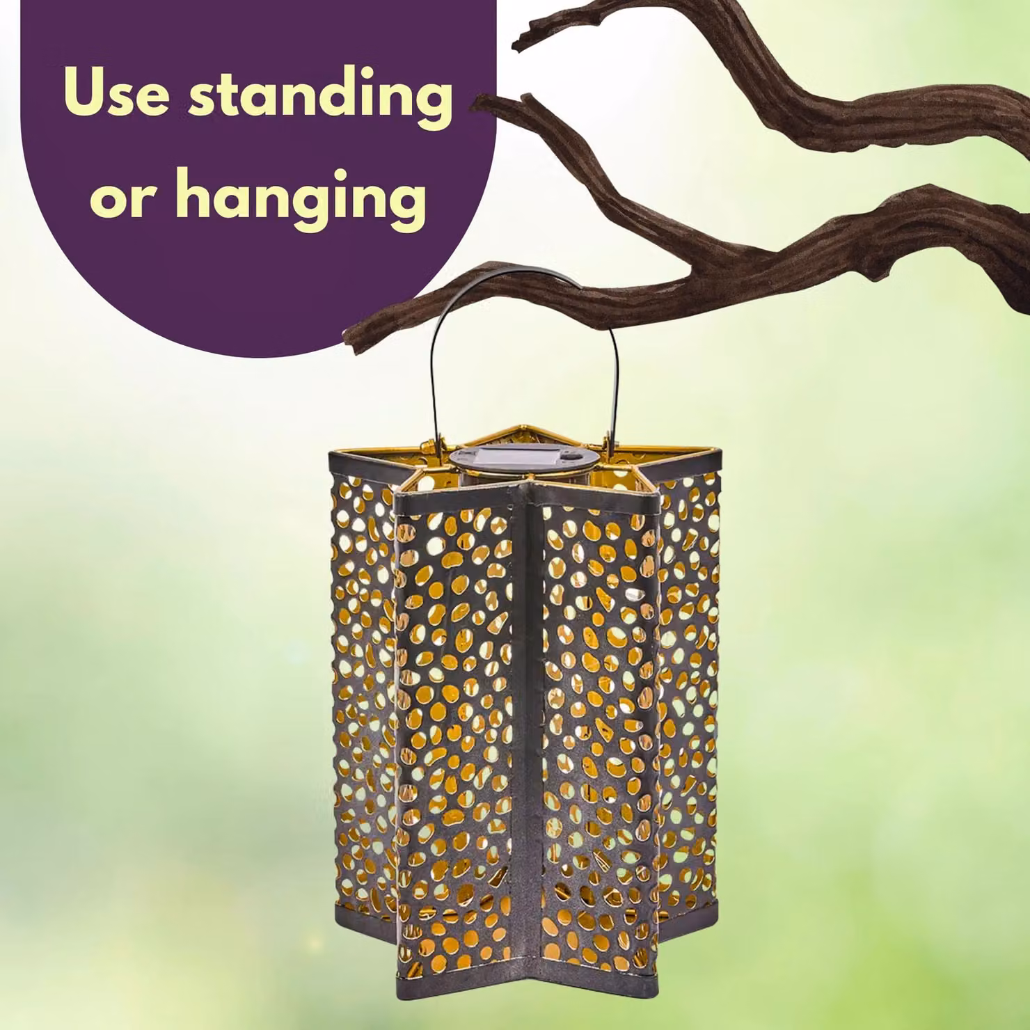 Marco Paul Silver Metal Star Shaped Solar Garden Lantern, Height: 30 cm – 5