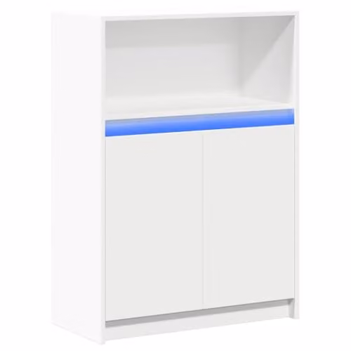 vidaXL Modern White Sideboard with Integrated LED Lighting, W/D/H: 72 x 34 x 100 cm