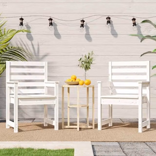 Berkfield Home Beautiful Garden Chairs, 2 Piece Set in White Solid Pine Wood, W/D/H: 60 x 48 x 91 cm – 1