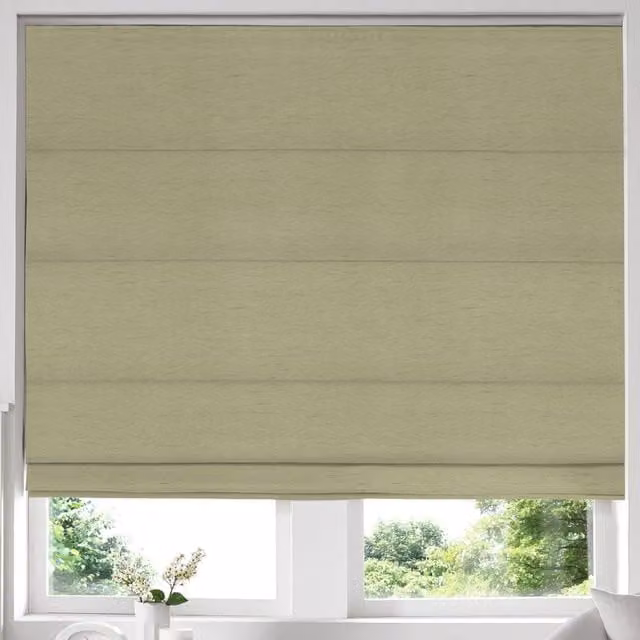 Simply Collection Iowa Silk Essence Made to Measure Blackout Roman Blind in Green or Beige