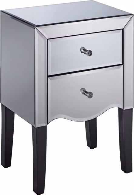 Birlea Palermo 2 Drawer Mirrored Bedside Table in Silver and White