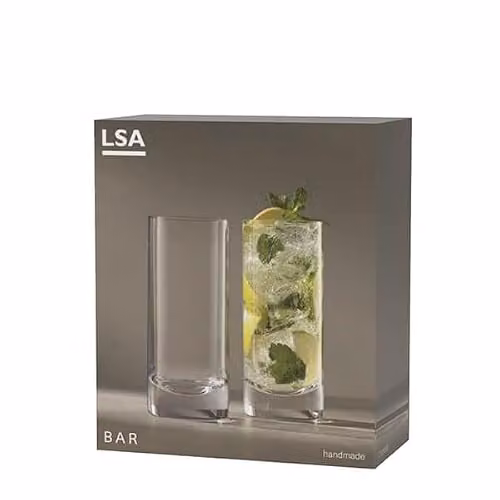 LSA International Set of Two Transparent Glass Highball Tumblers, 420 ml – 2