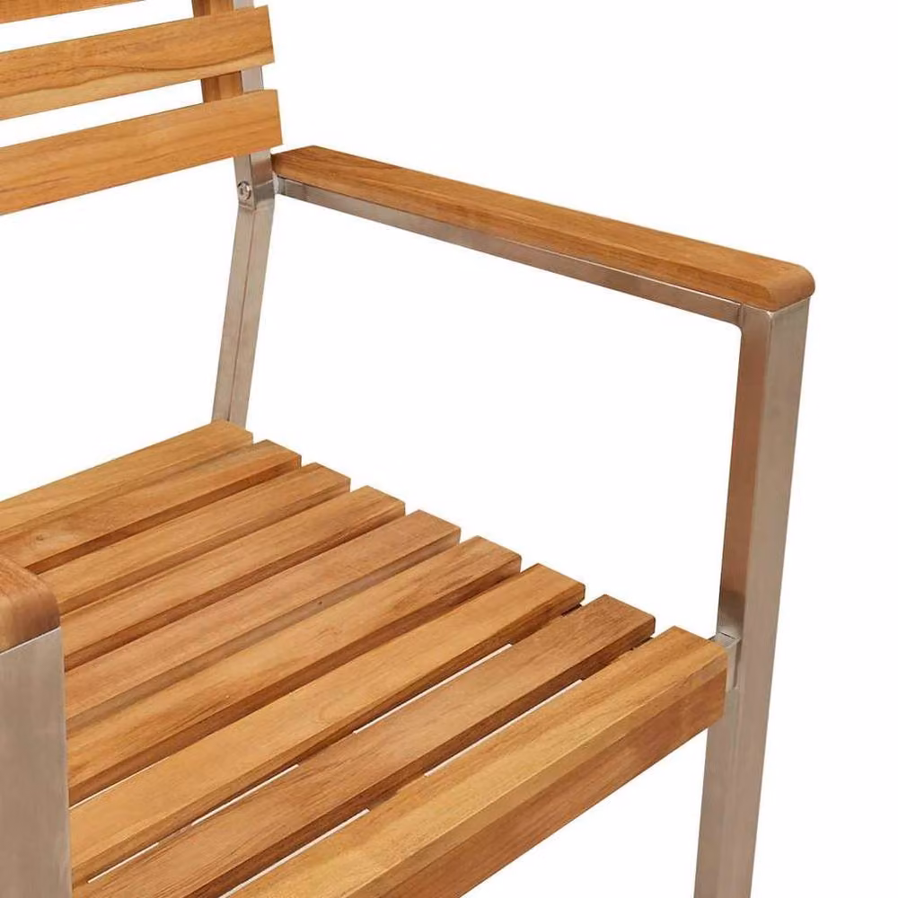 Berkfield Home Set of 6 Stacking Garden Chairs in Brown Solid Teak Wood, W/D/H: 54.5 x 56 x 89 cm – 3