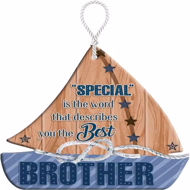 BROTHER HeartFelts Maritime Boat Shaped Hanging Plaque in Multicolour and White