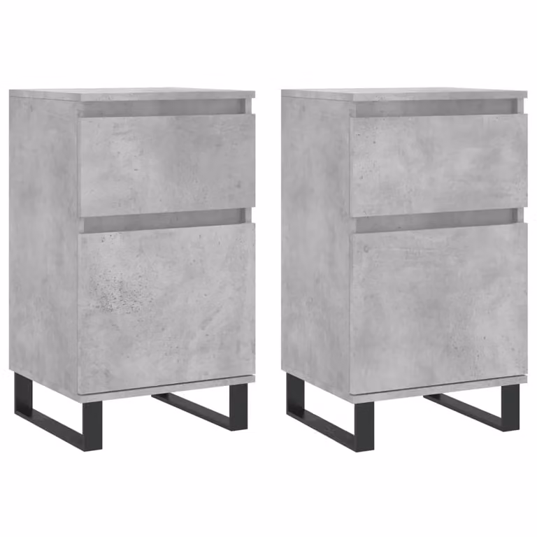 Berkfield Home Set of 2 Industrial Sideboards in Concrete Grey, W/D/H: 40 x 35 x 70 cm