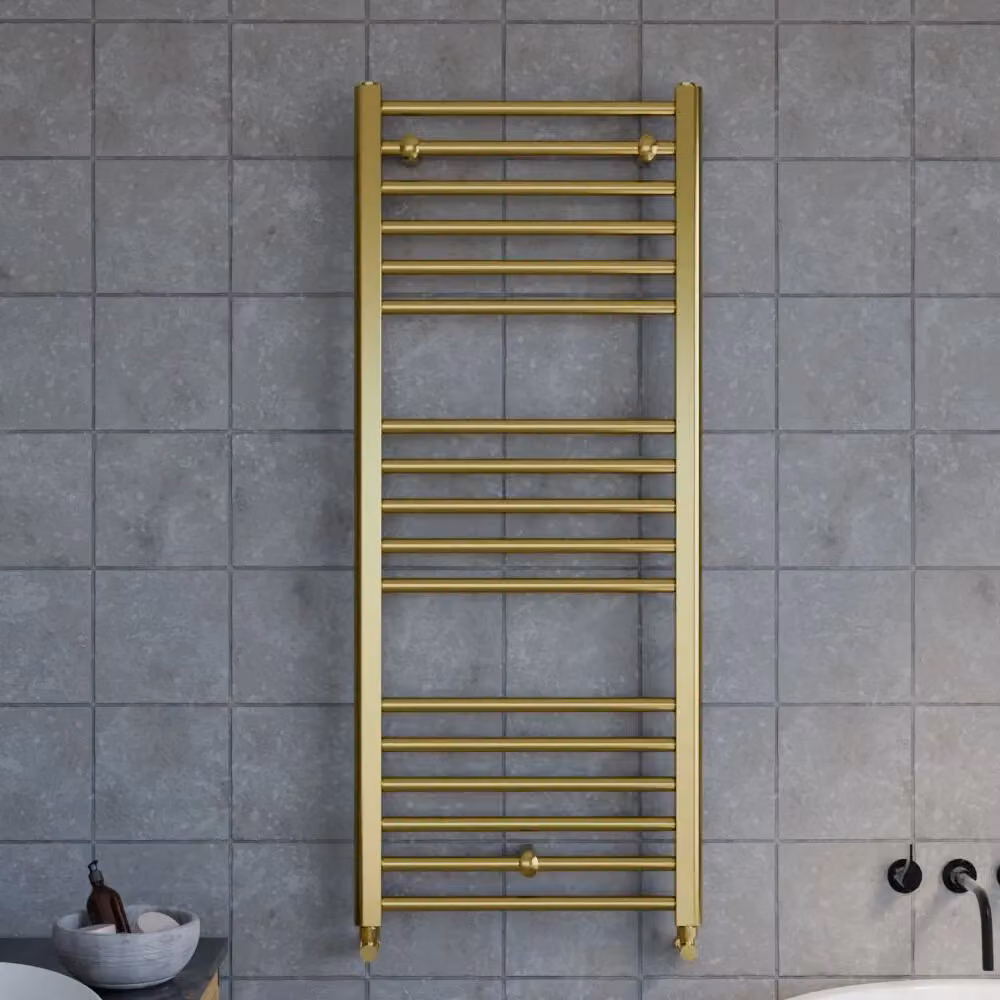 Balterley Straight Towel Radiator with Round Rails, Brushed Brass, W: 50 cm, H: 80 cm – 2