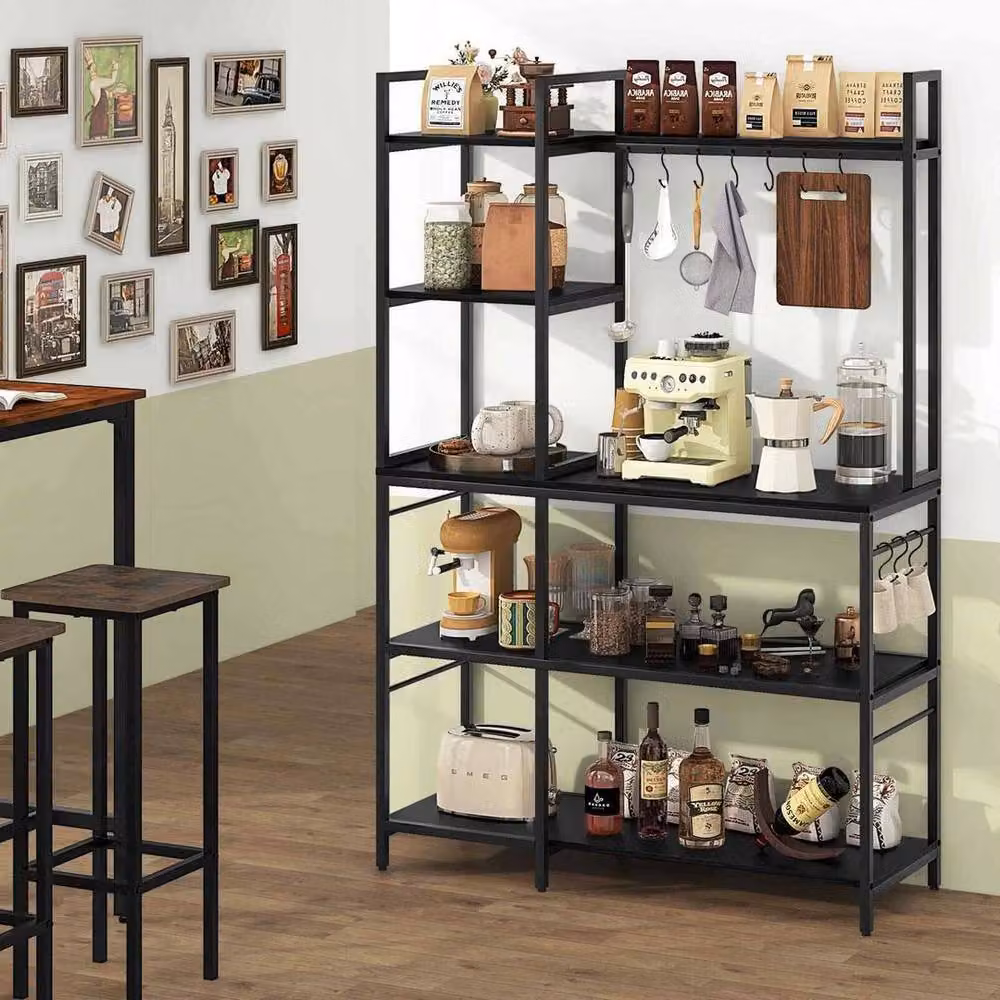 Kelvenix 5-Tier Metal Kitchen Utility Storage Shelf in Matt Black – 4
