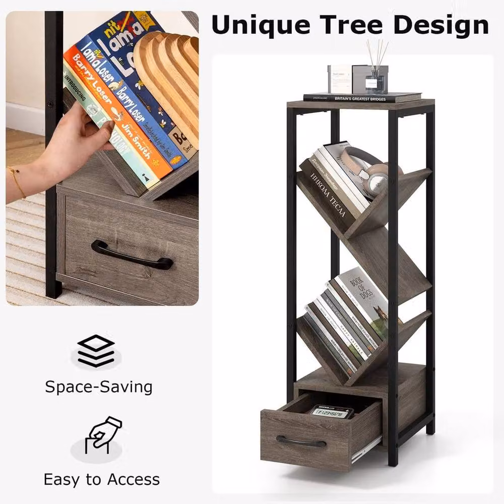 KORVIXA 4 Tier Floor Standing Metal Storage Organizer in Grey – 3