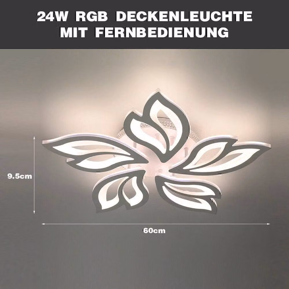 FORGEVIO Modern LED Ceiling Light with White Metal Frame, Dimmable and Remote Controlled – 2