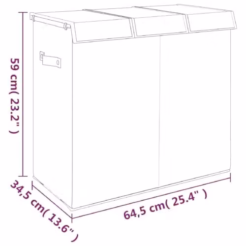 vidaXL Foldable Laundry Hamper in Grey with Handles, W/D/H: 64.5 x 34.5 x 59 cm – 2