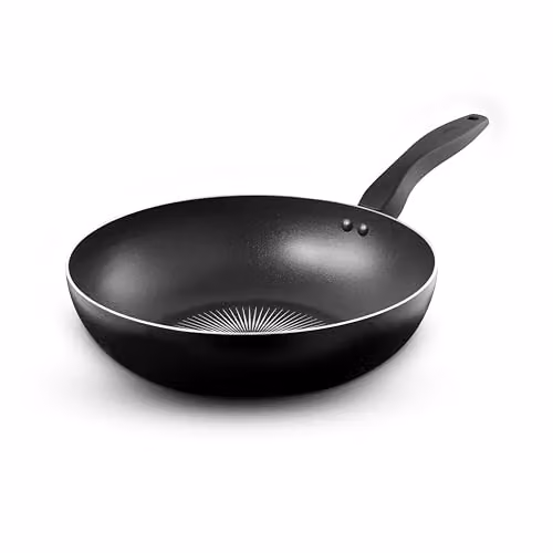 Tower SmartStart Gourmet 28cm Aluminium Non-Stick Wok, Black, Induction Compatible and Oven Safe – 1