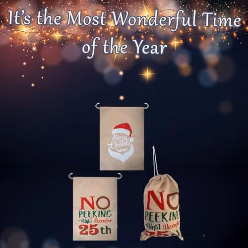 VFM e-Store Christmas Santa Sack in Assorted Multicolour Designs, W 70 cm x H 50 cm – 2