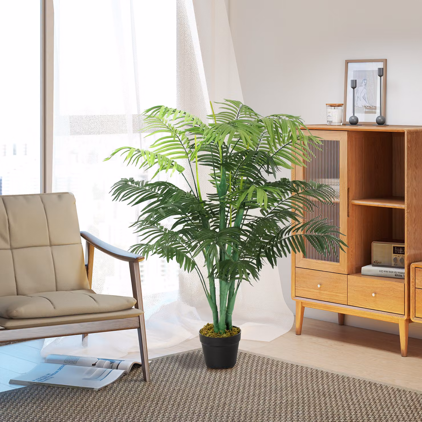 Outsunny Artificial Green Palm Tree with 18 Leaves, Height: 125 cm – 4