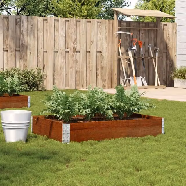 Berkfield Home Garden Brown Wooden Raised Bed Planter with Galvanised Steel, W: 120 cm, D: 80 cm