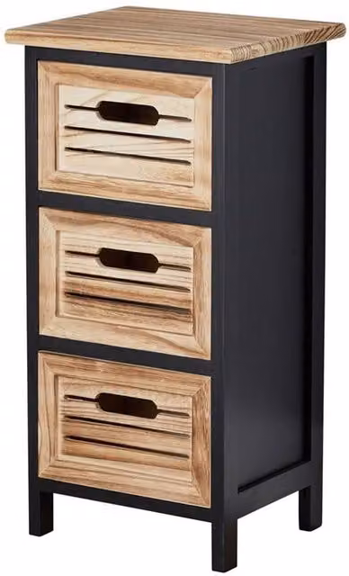 SPETLEK Wooden 3 Drawer Storage Unit in Black and Oak