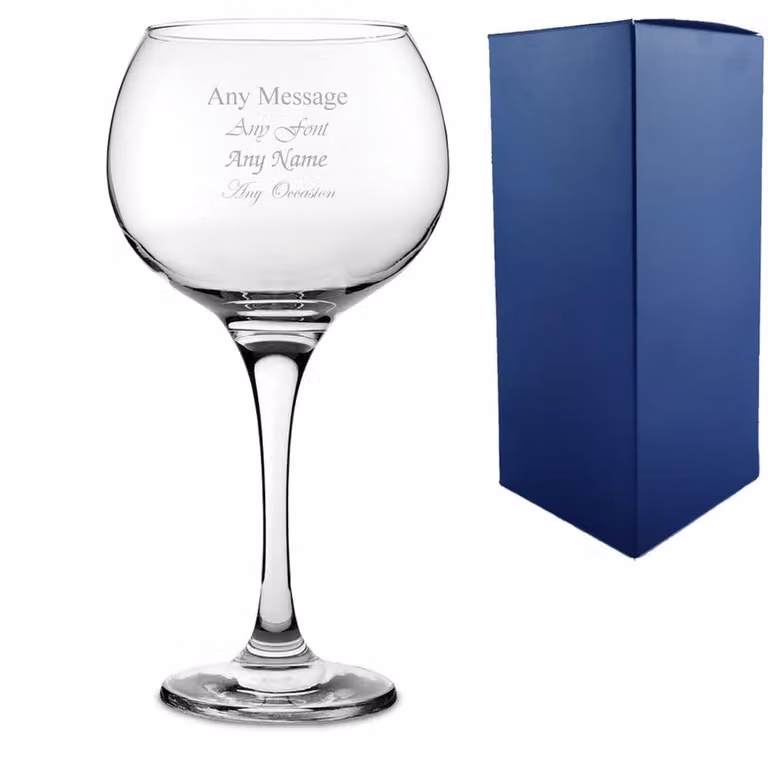 Uniqueful Personalised Engraved Extra Large Ambassador Gin Balloon Cocktail Glass in Transparent, 790 ml