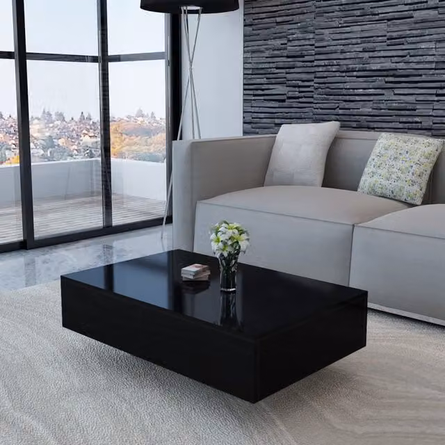 Berkfield Home Modern Rectangular Coffee Table in High Gloss Black