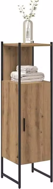 Berkfield Home Artisan Oak Sturdy Bathroom Cabinet, Brown, W/D/H: 33 x 33 x 120.5 cm