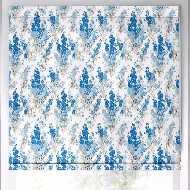 Laura Ashley Made to Measure Blackout Roman Blind in Blue Sky Floral Design