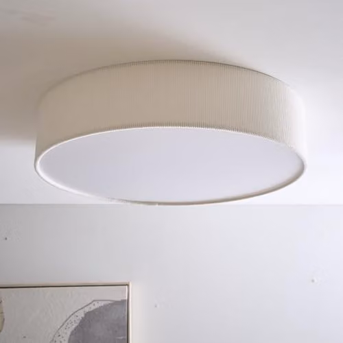 K LIVING Crete White Velvet Drum Shade, Diameter: 38 cm