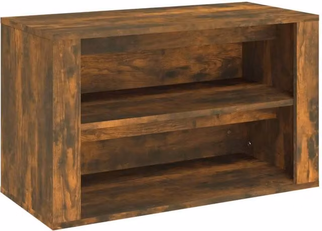 Berkfield Home Smoked Oak Shoe Rack in Brown, W/D/H: 75 x 35 x 45 cm