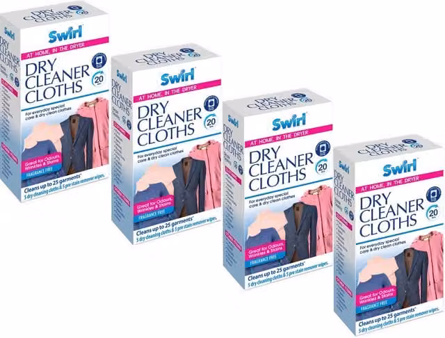 Swirl Fragrance Free Tumble Dryer Sheets and Stain Remover Wipes, 4 Pack, White
