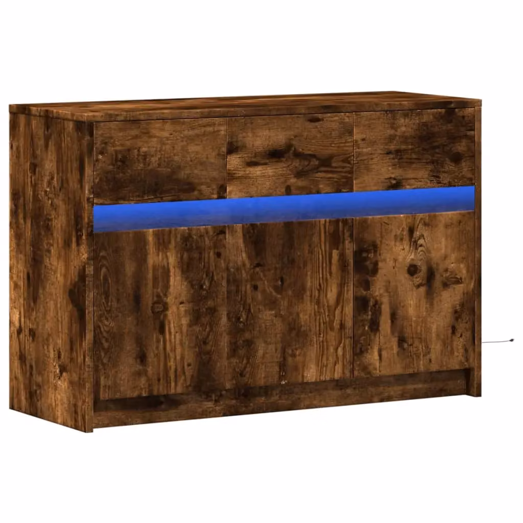 Berkfield Home Modern TV Cabinet in Smoked Oak Brown with Integrated LED Lighting, W/D/H: 91 x 34 x 61 cm – 2