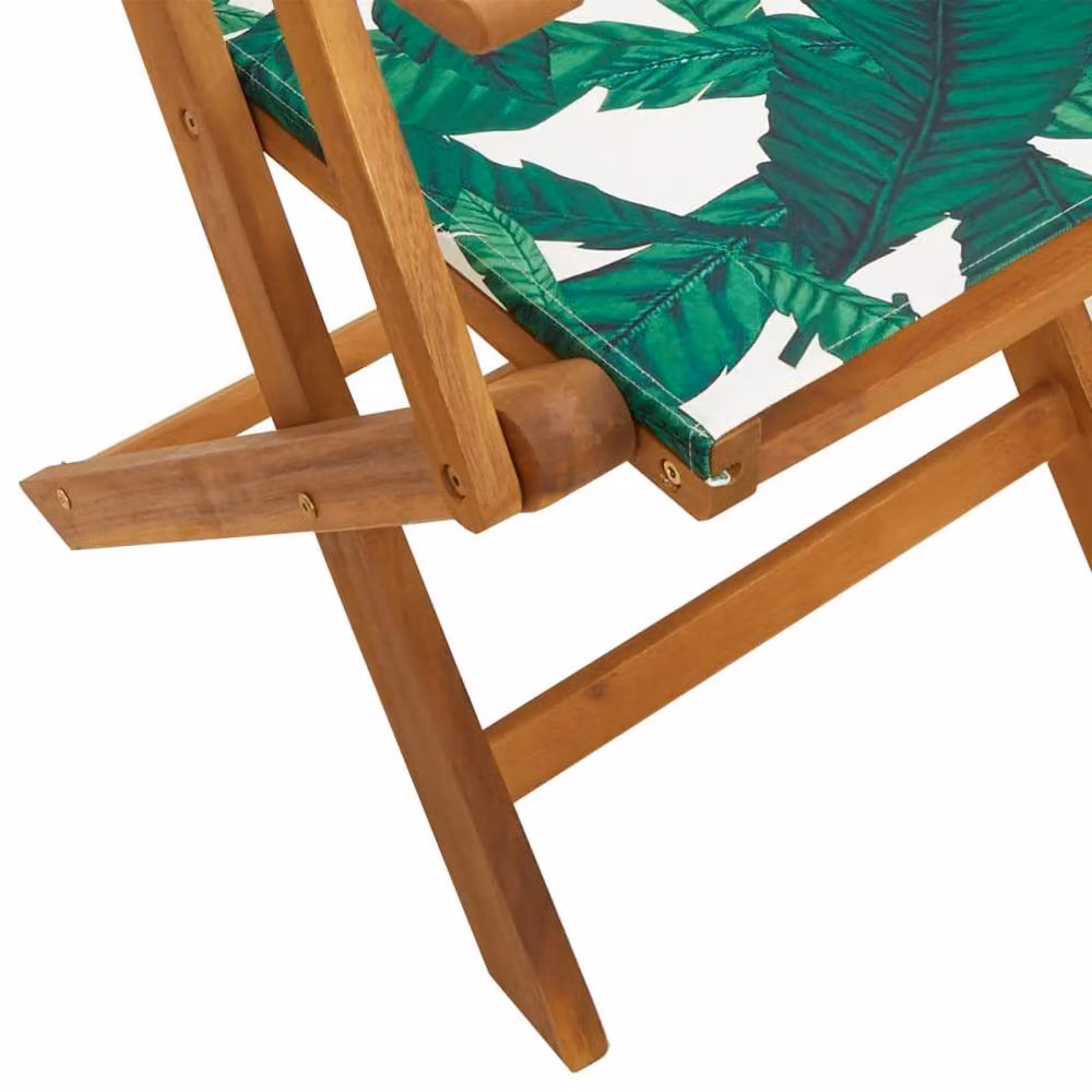 Berkfield Home 3 Piece Bistro Set in Green Acacia Wood with Floral Pattern Fabric – 3